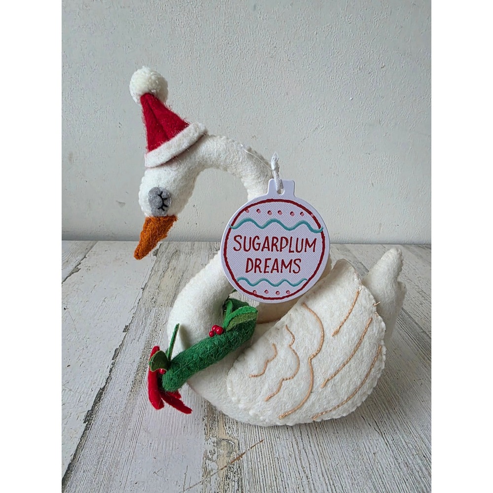 Sugarplum dreams swan felt plush wreath decor shabby chic unique goose